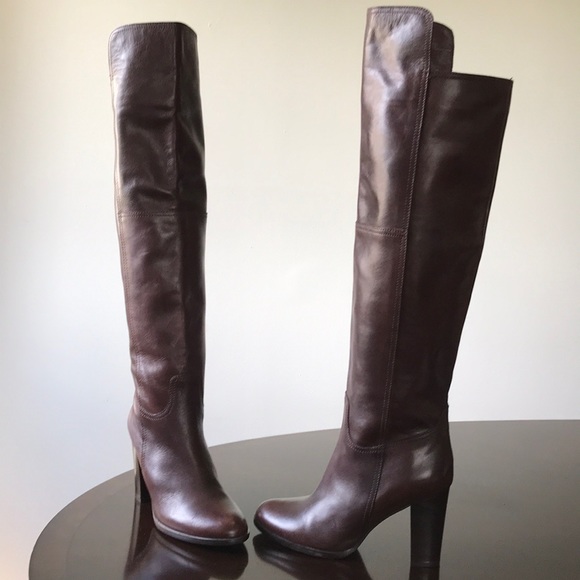 Saks Fifth Avenue Brown Knee hi High Heel Boots - Picture 5 of 8